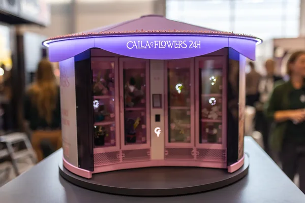 A miniature flower vending machine
