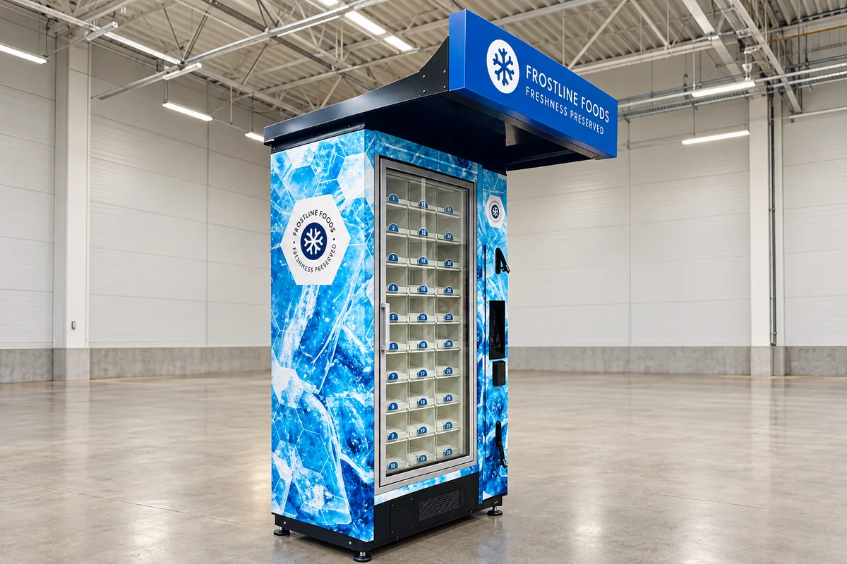 Frostline Foodsi sügavkülmaautomaat. Töödeldud kaanefoto.